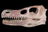 Carved Rose Quartz Dinosaur Skull - Roar! #227044-4